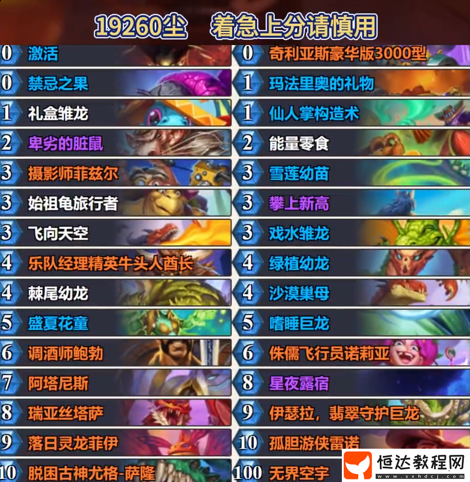 爐石傳說標(biāo)準(zhǔn)宇宙龍德?推薦2月