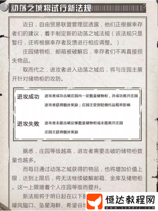 明日之后動(dòng)蕩之城新法規(guī)下的最新抄家規(guī)則解析