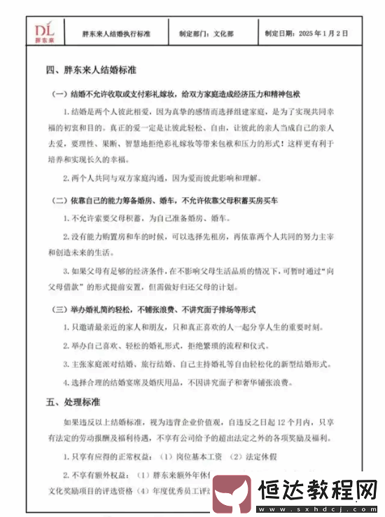 胖東來公布員工結(jié)婚執(zhí)行標(biāo)準(zhǔn)