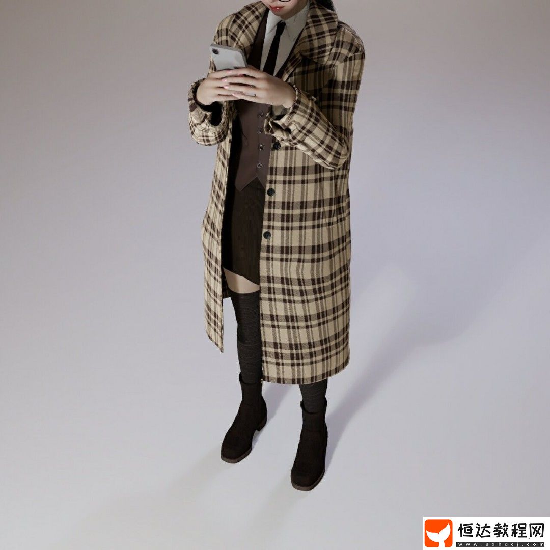 inZOI卡其色格子風衣服裝分享